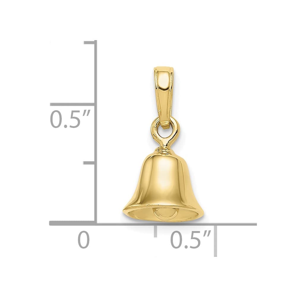 10K Yellow Gold Polished 3-D Small Moveable Bell Pendant