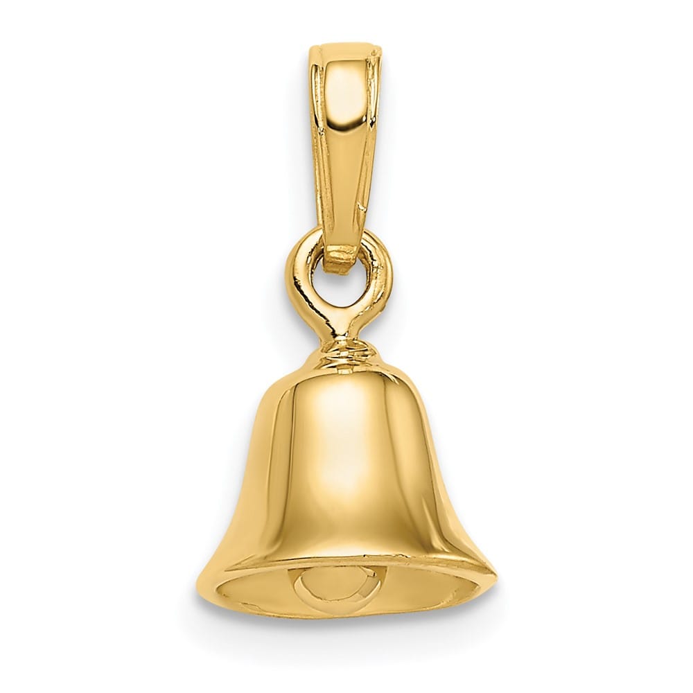 10K Yellow Gold Polished 3-D Small Moveable Bell Pendant