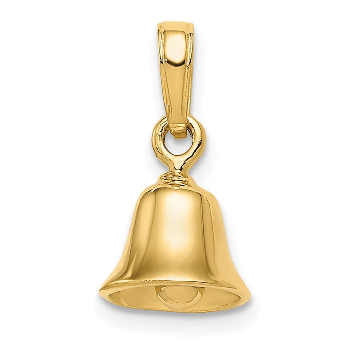 10K Yellow Gold Polished 3-D Small Moveable Bell Pendant