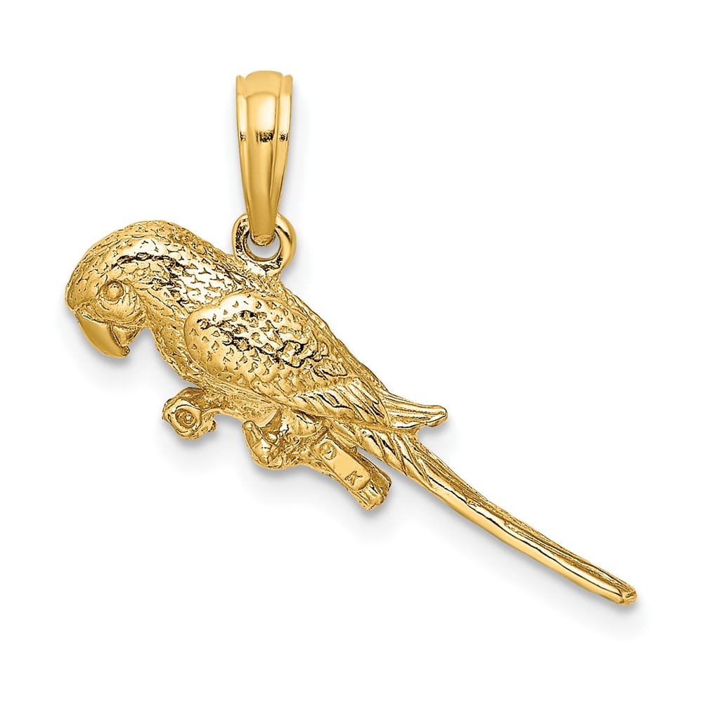 10K Yellow Gold Polished 3-D Small Parrot Charm