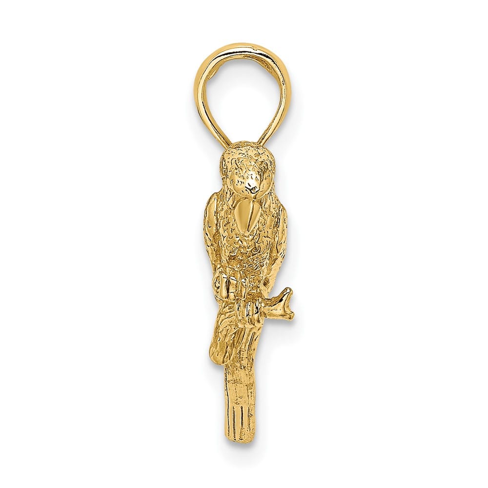10K Yellow Gold Polished 3-D Small Parrot Charm