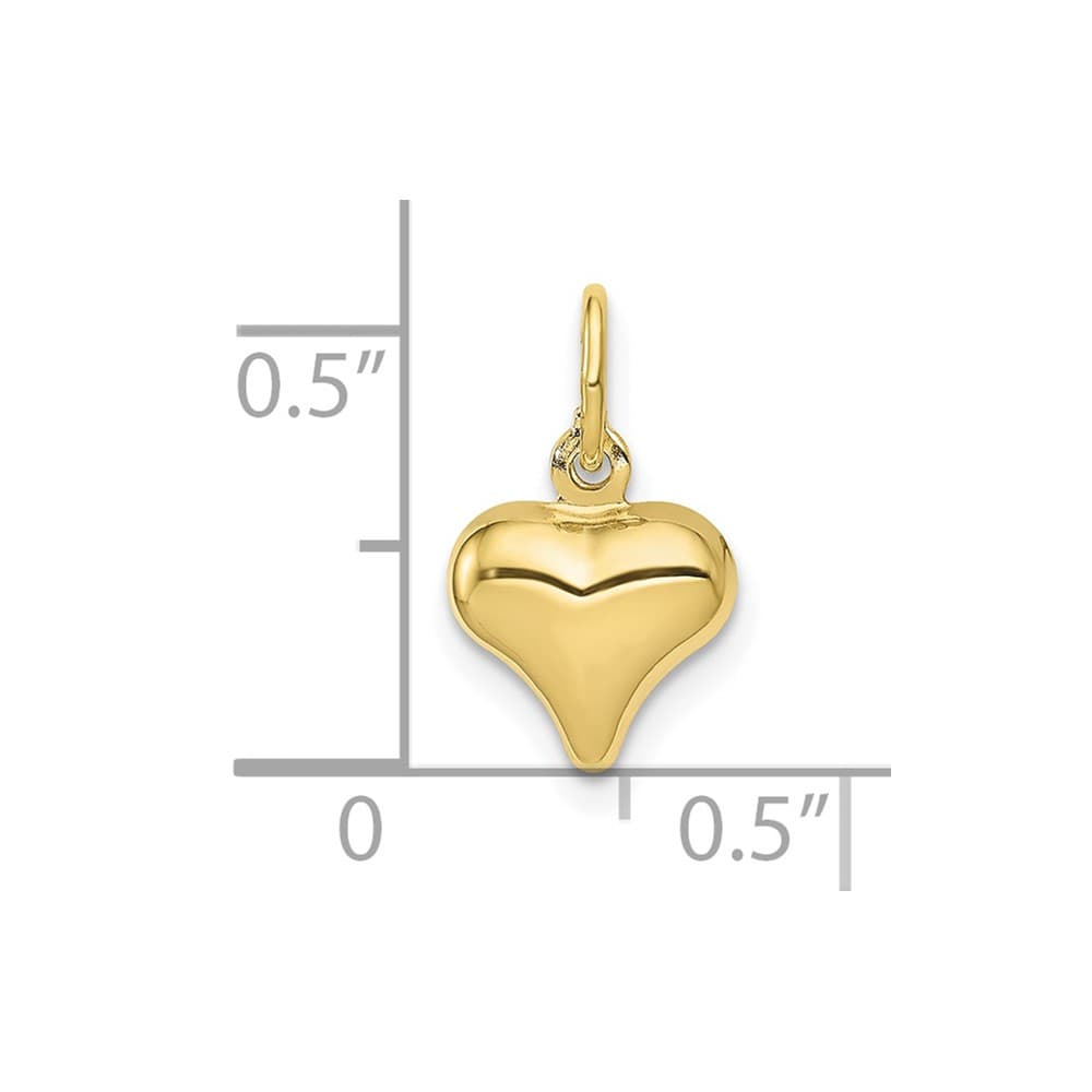 10K Yellow Gold Polished 3-D Small Puffed Heart Charm