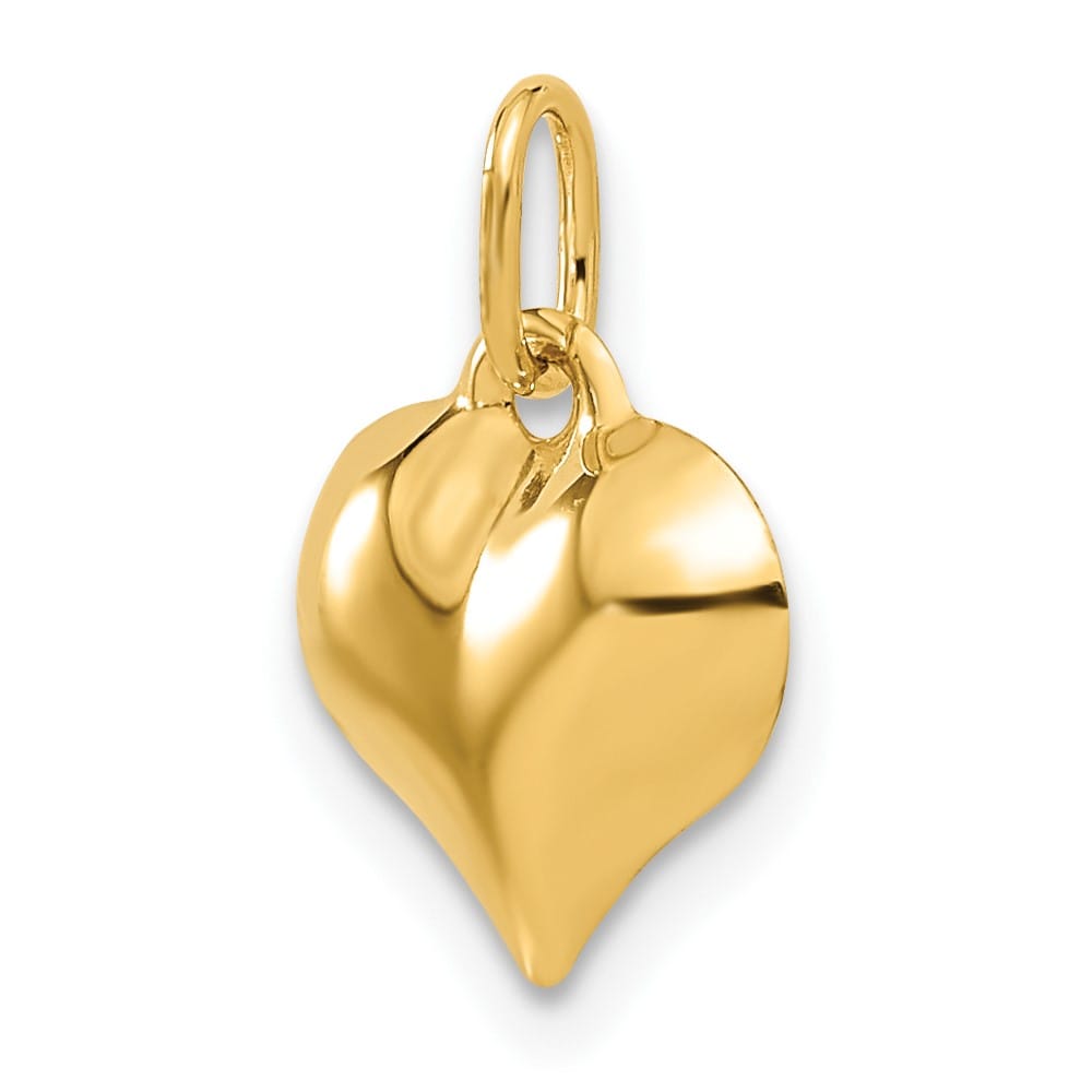 10K Yellow Gold Polished 3-D Small Puffed Heart Pendant