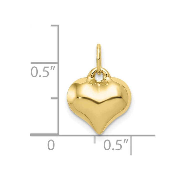 10K Yellow Gold Polished 3-D Small Puffed Heart Pendant