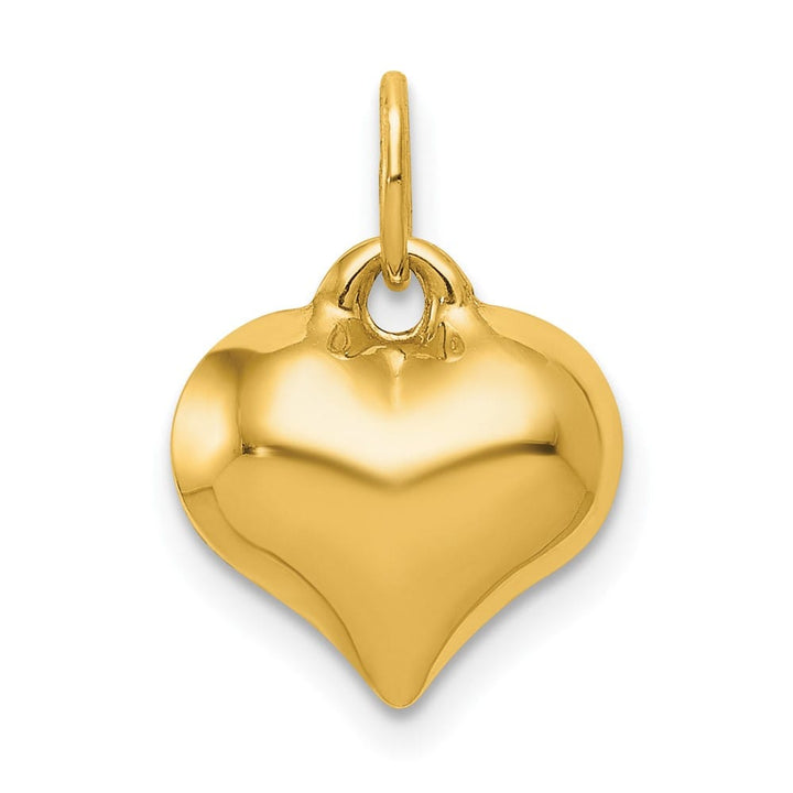 10K Yellow Gold Polished 3-D Small Puffed Heart Pendant
