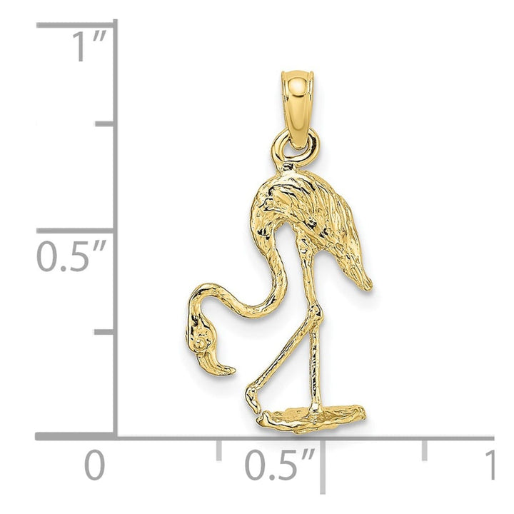 10K Yellow Gold Polished 3-D Textured Medium Flamingo Charm