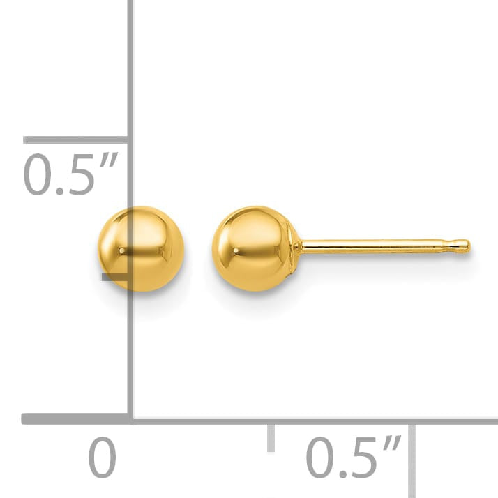 10k Yellow Gold Polished 4mm Ball Post Earrings