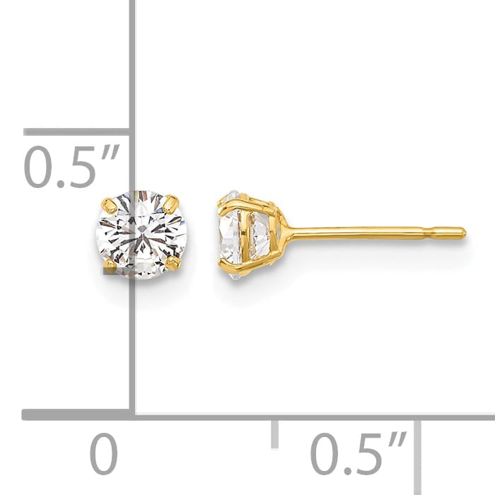 10k Yellow Gold Polished 4mm Round CZ Stud Post Earrings