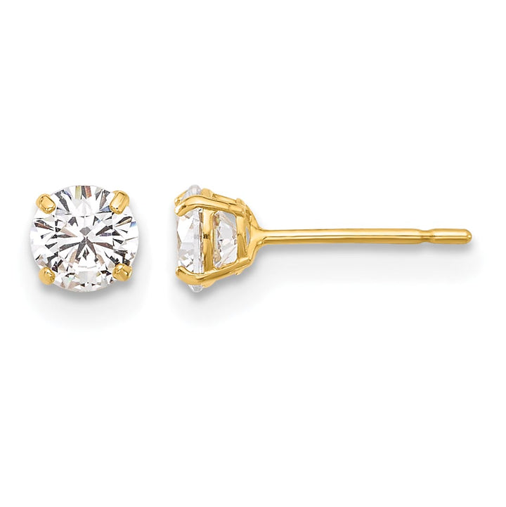10k Yellow Gold Polished 4mm Round CZ Stud Post Earrings
