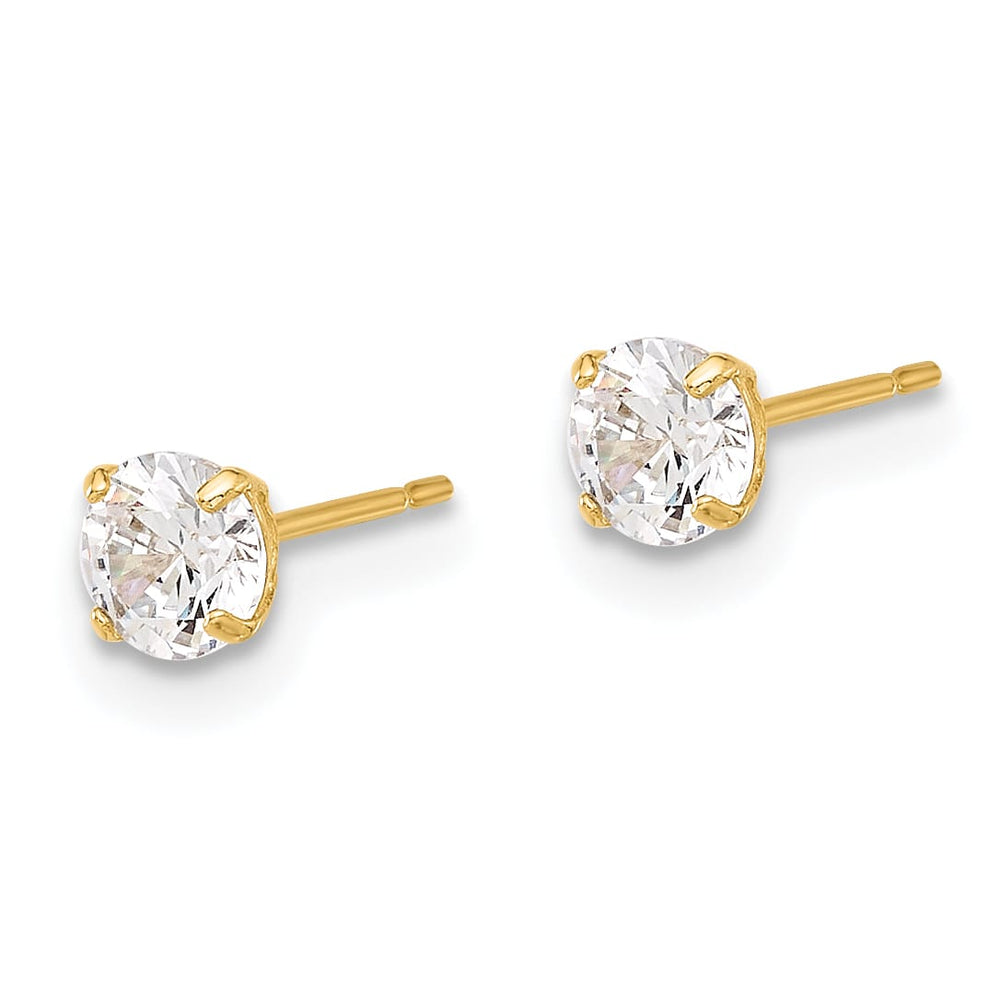 10k Yellow Gold Polished 4mm Round CZ Stud Post Earrings