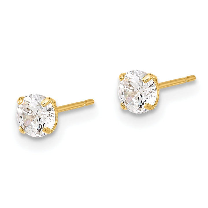10k Yellow Gold Polished 4mm Round CZ Stud Post Earrings