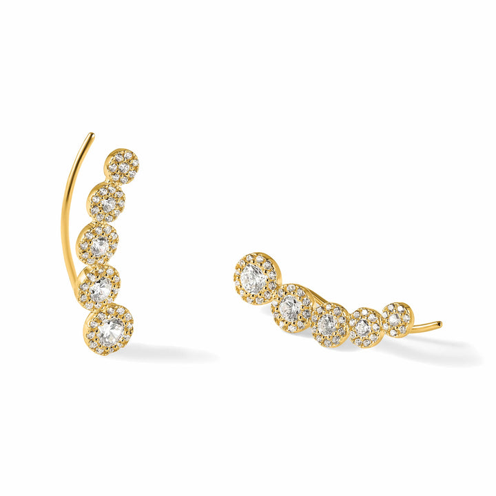 10k Yellow Gold Polished 5-Stone Graduated CZ Ear Climbers, view 5 of 5