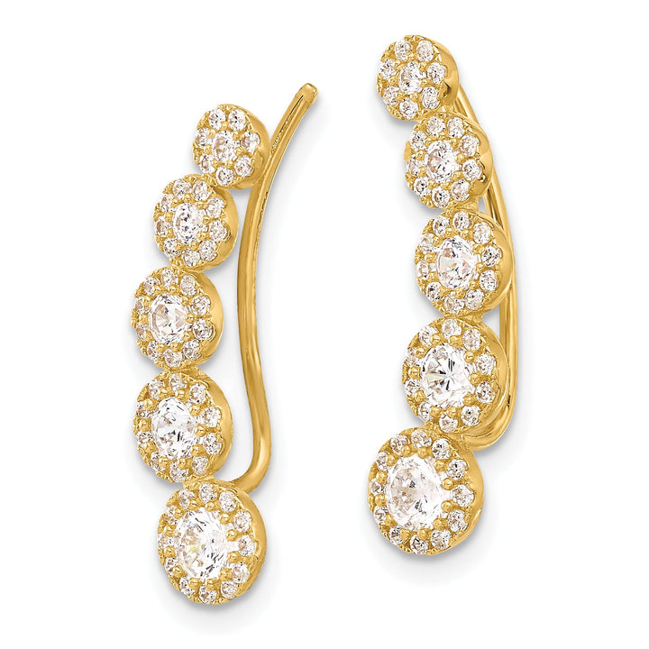 10k Yellow Gold Polished 5-Stone Graduated CZ Ear Climbers, view 2 of 5