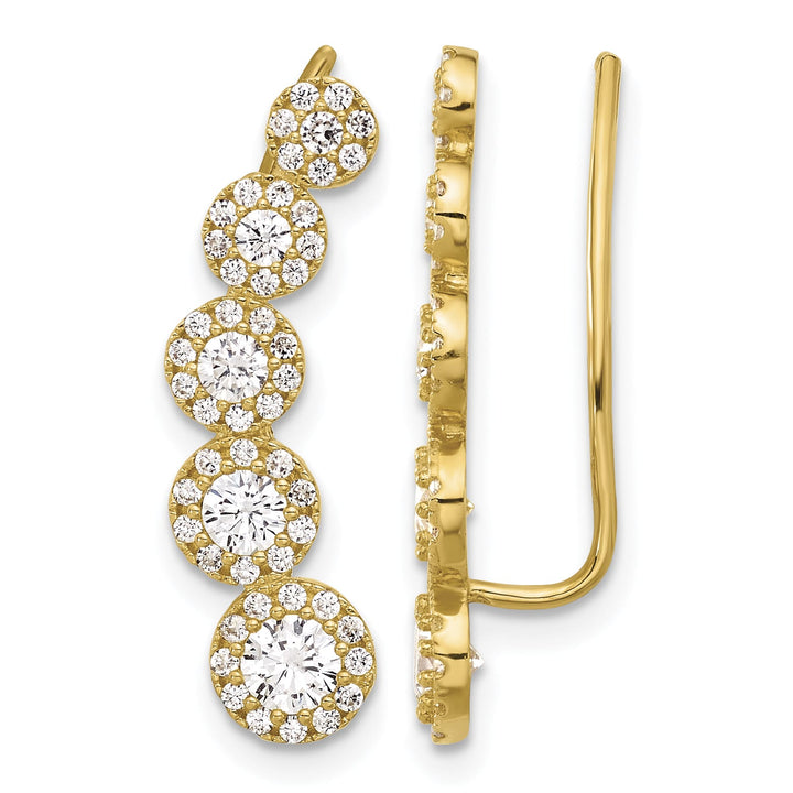 10k Yellow Gold Polished 5-Stone Graduated CZ Ear Climbers, view 1 of 5