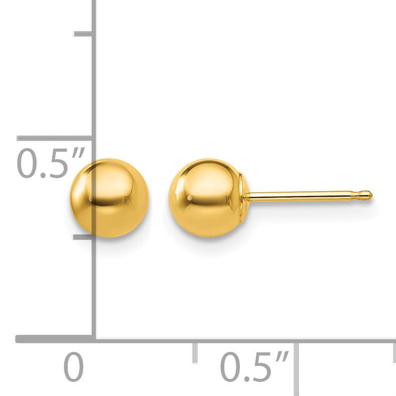 10k Yellow Gold Polished 5mm Ball Post Earrings