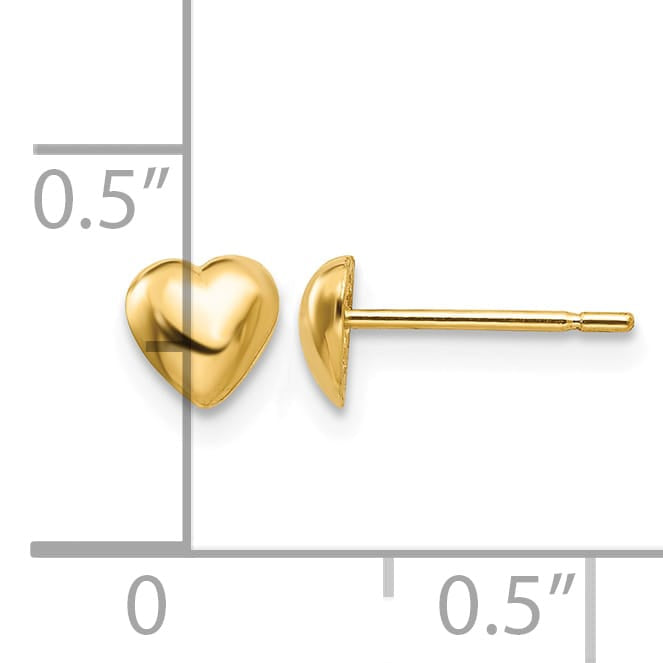 10k Yellow Gold Polished 5mm Heart Post Earrings