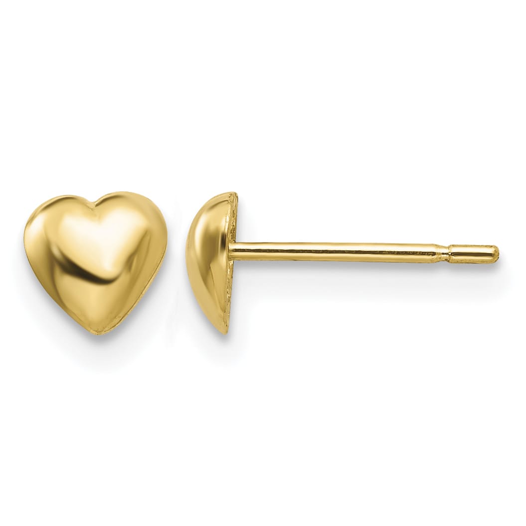10k Yellow Gold Polished 5mm Heart Post Earrings