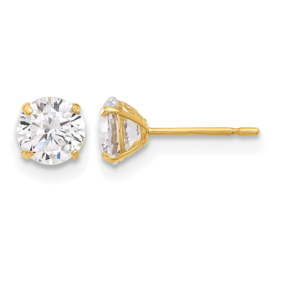10k Yellow Gold Polished 5mm Round CZ Stud Post Earrings
