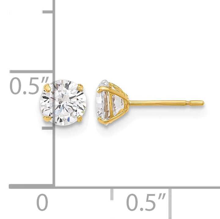 10k Yellow Gold Polished 5mm Round CZ Stud Post Earrings