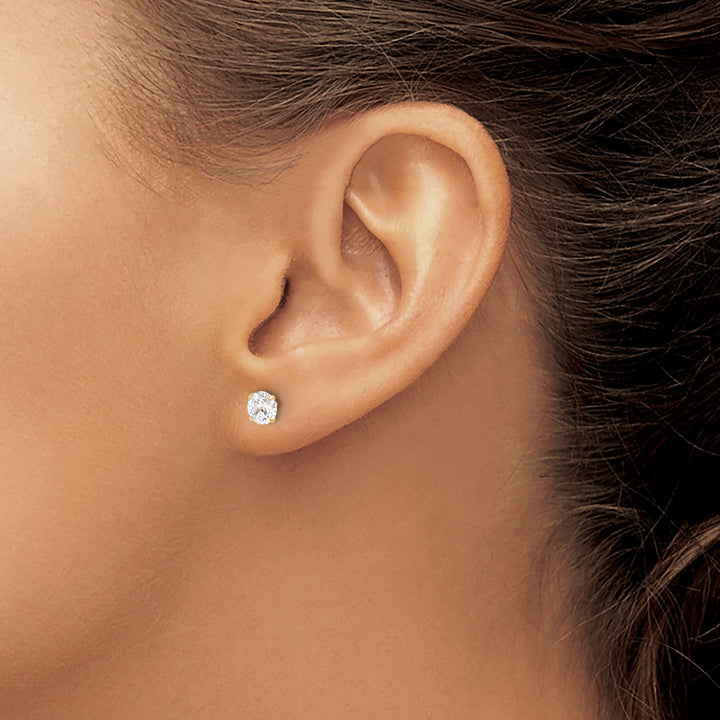 10k Yellow Gold Polished 5mm Round CZ Stud Post Earrings