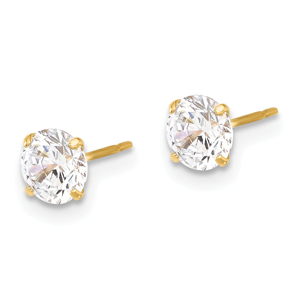 10k Yellow Gold Polished 5mm Round CZ Stud Post Earrings