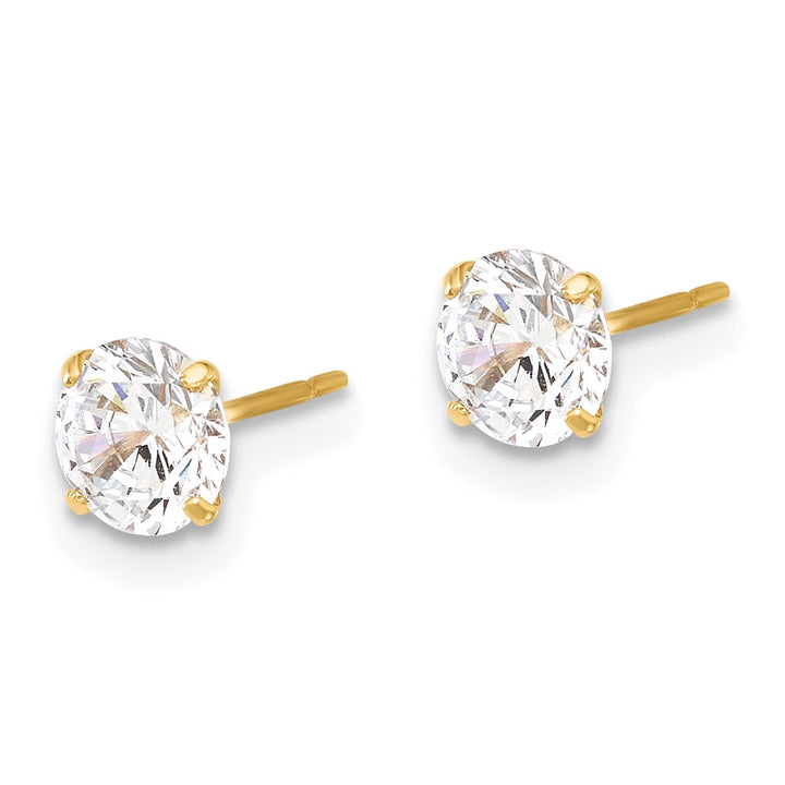 10k Yellow Gold Polished 5mm Round CZ Stud Post Earrings