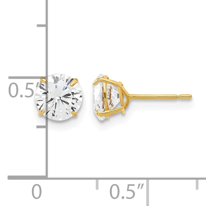 10k Yellow Gold Polished 6mm Round CZ Stud Post Earrings