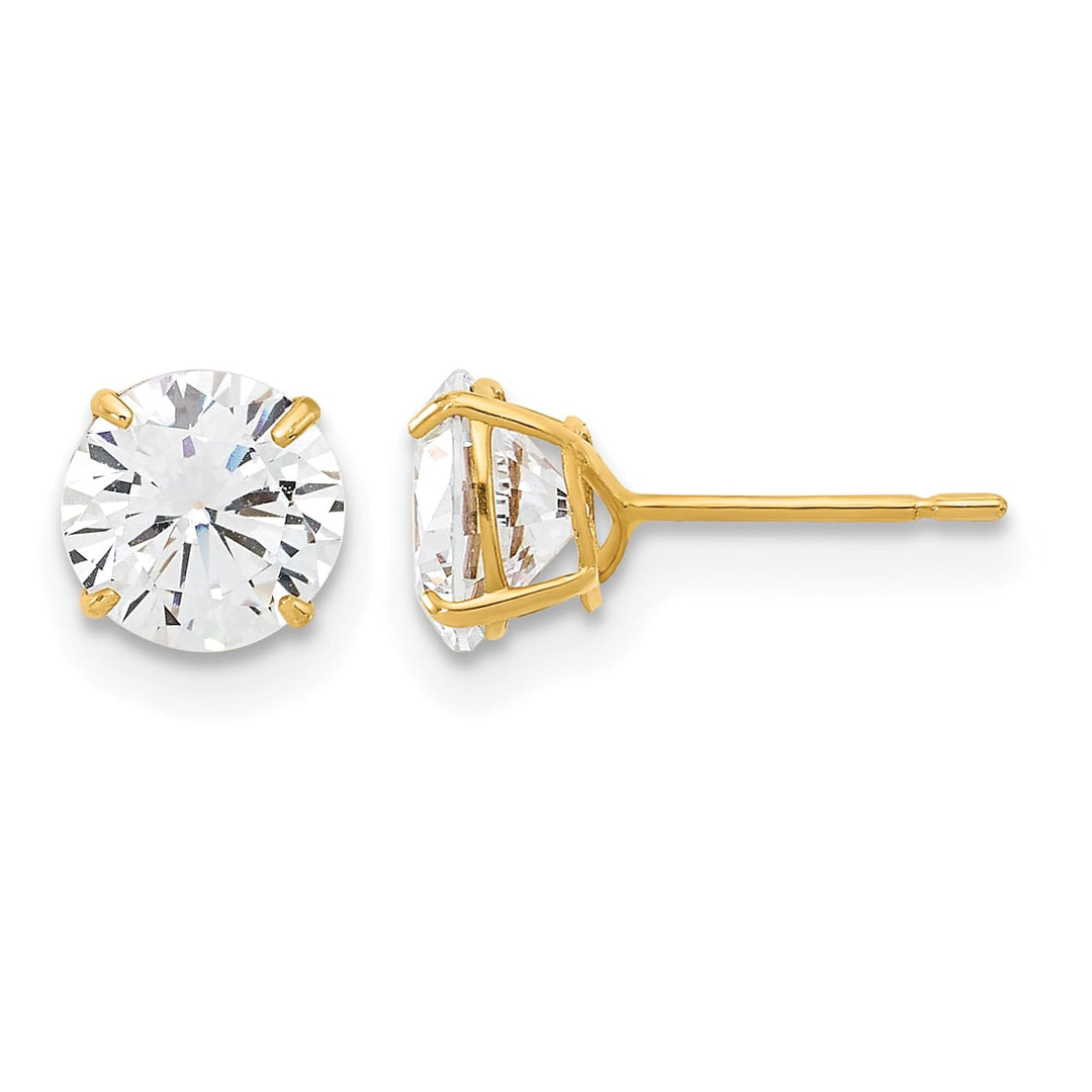 10k Yellow Gold Polished 6mm Round CZ Stud Post Earrings