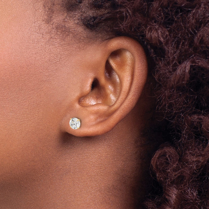 10k Yellow Gold Polished 6mm Round CZ Stud Post Earrings
