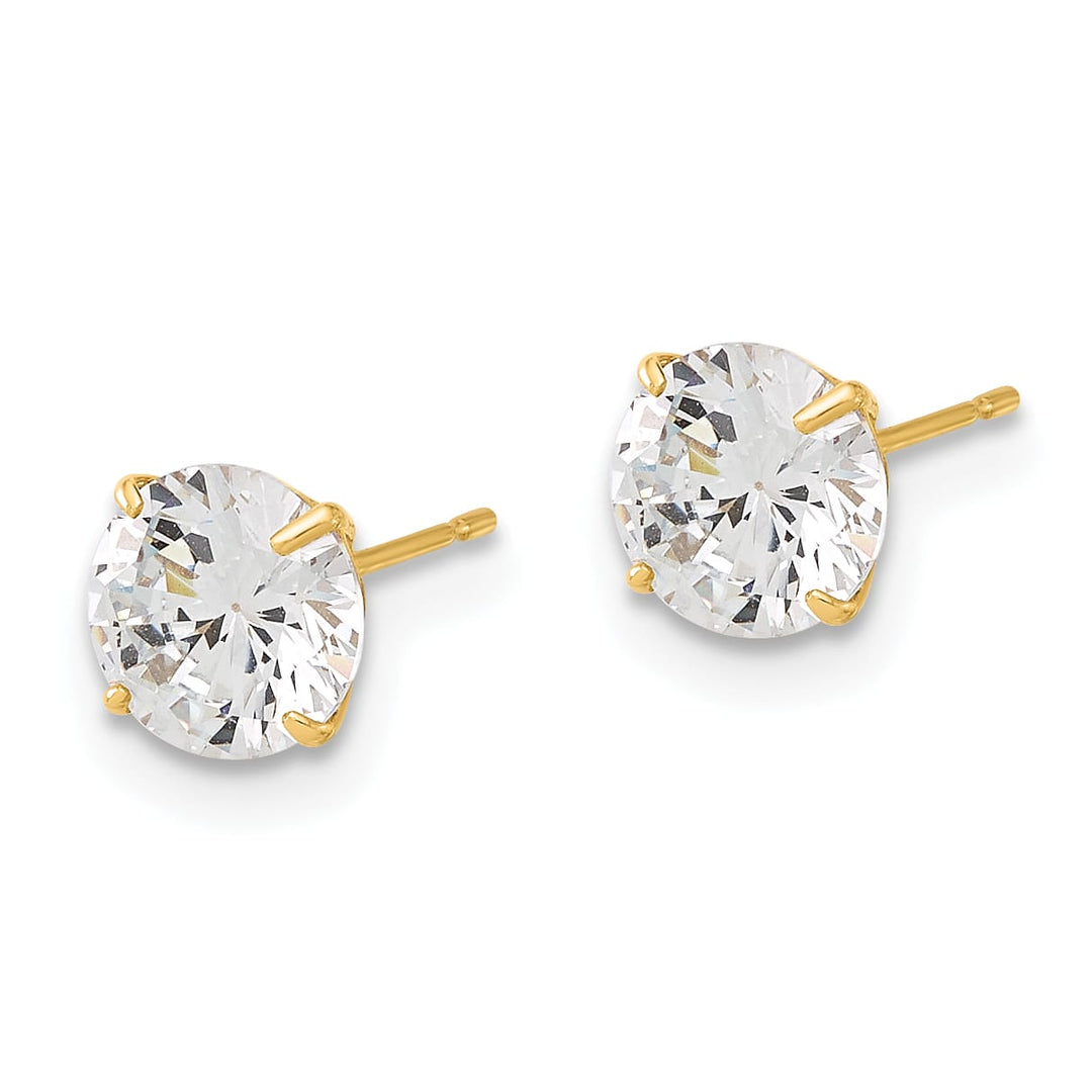 10k Yellow Gold Polished 6mm Round CZ Stud Post Earrings