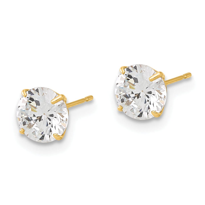 10k Yellow Gold Polished 6mm Round CZ Stud Post Earrings