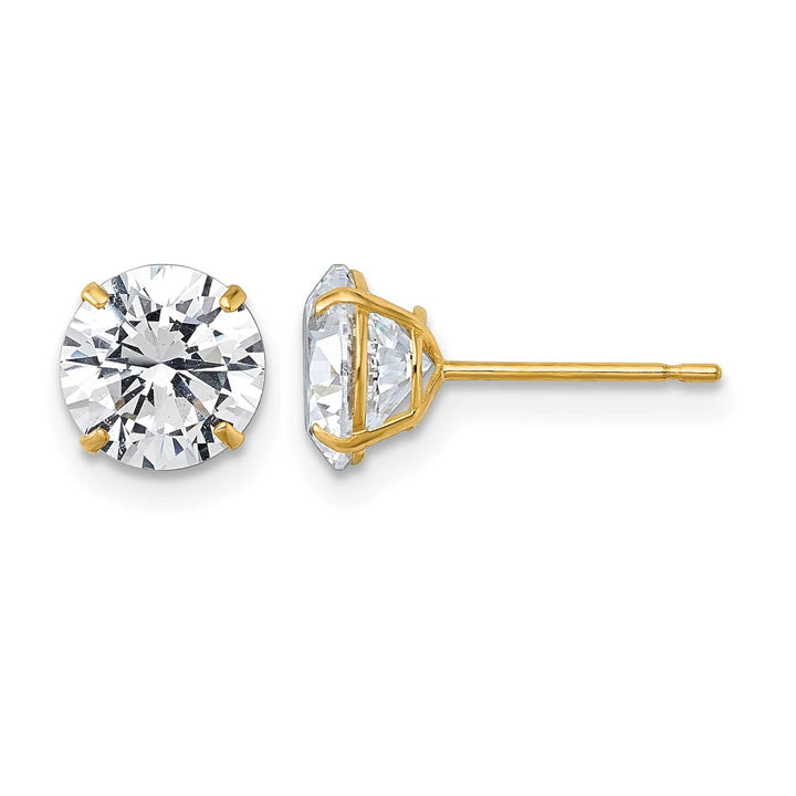 10k Yellow Gold Polished 7.00mm Round CZ Stud Post Earrings