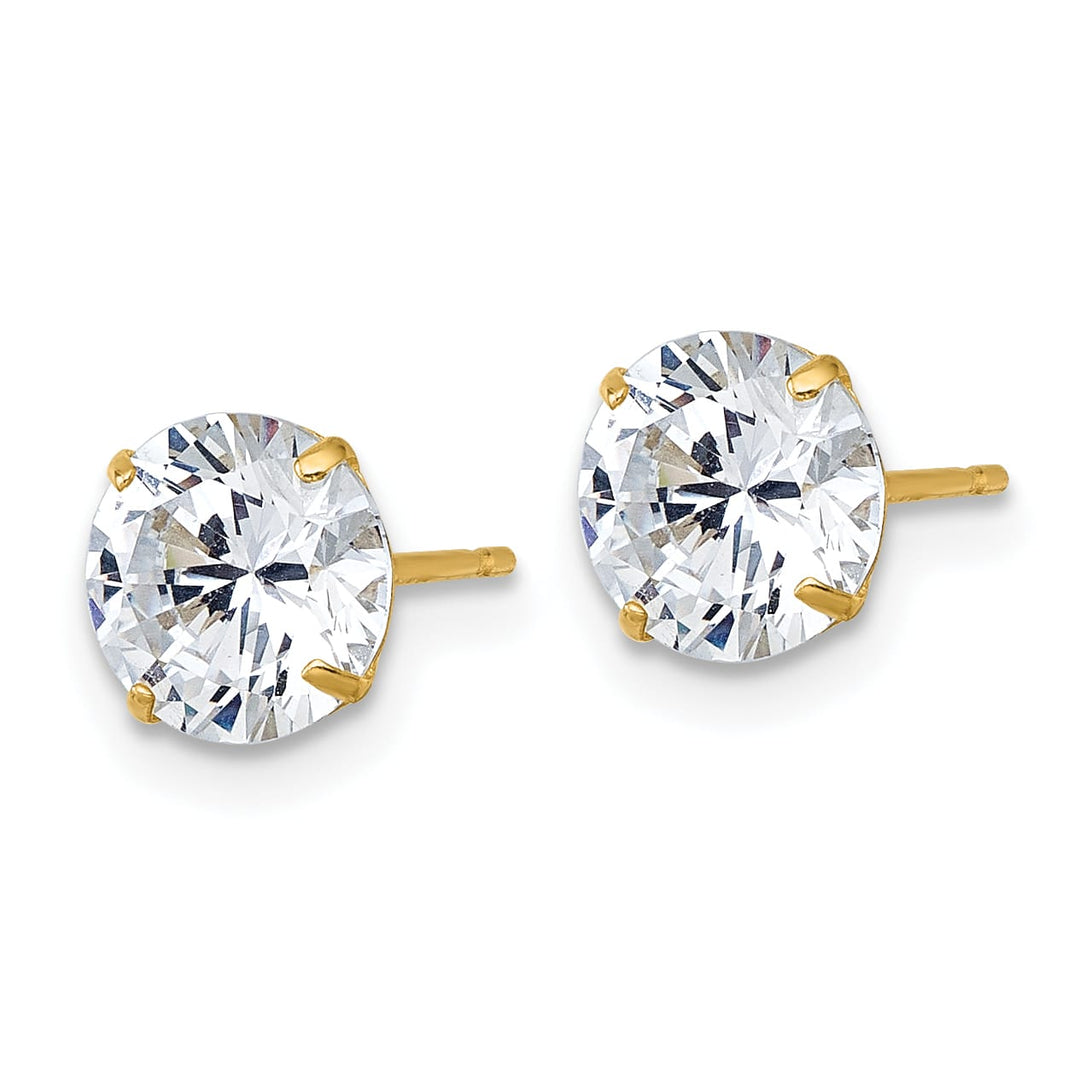 10k Yellow Gold Polished 7.00mm Round CZ Stud Post Earrings