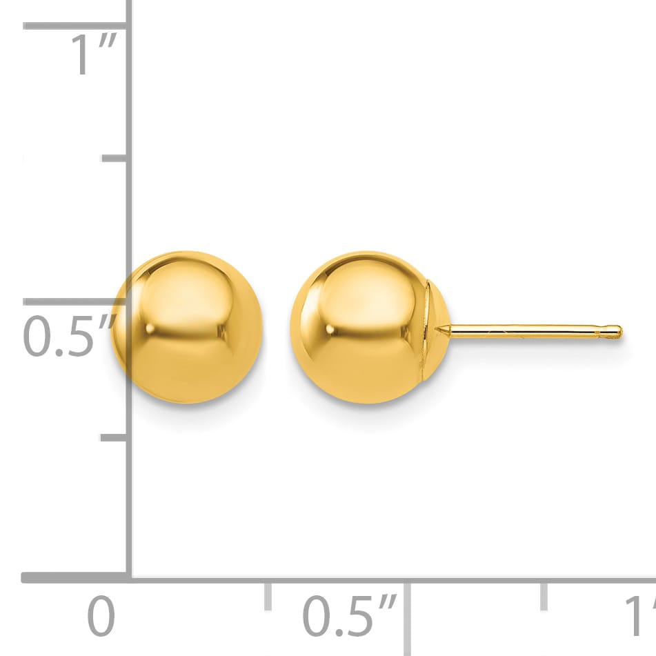 10k Yellow Gold Polished 7mm Ball Post Earrings