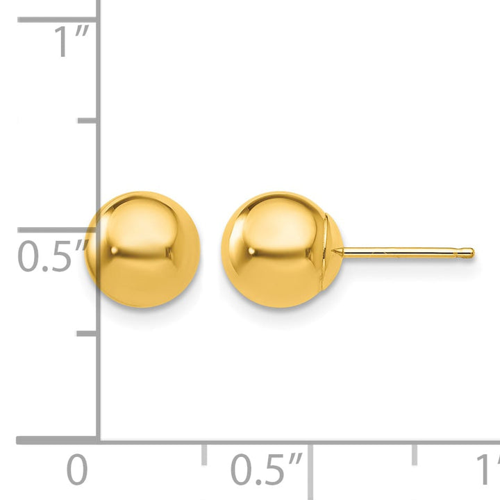 10k Yellow Gold Polished 7mm Ball Post Earrings