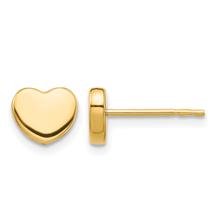 10k Yellow Gold Polished 7mm Heart Post Earrings
