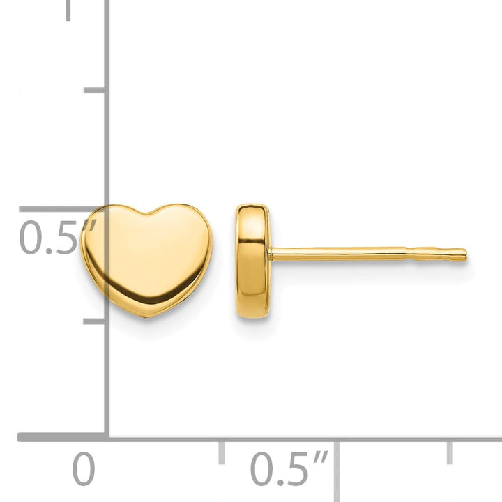 10k Yellow Gold Polished 7mm Heart Post Earrings