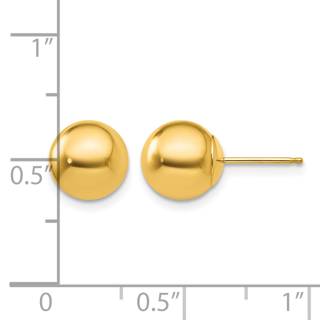 10k Yellow Gold Polished 8mm Ball Post Earrings