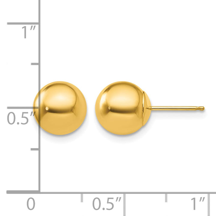 10k Yellow Gold Polished 8mm Ball Post Earrings