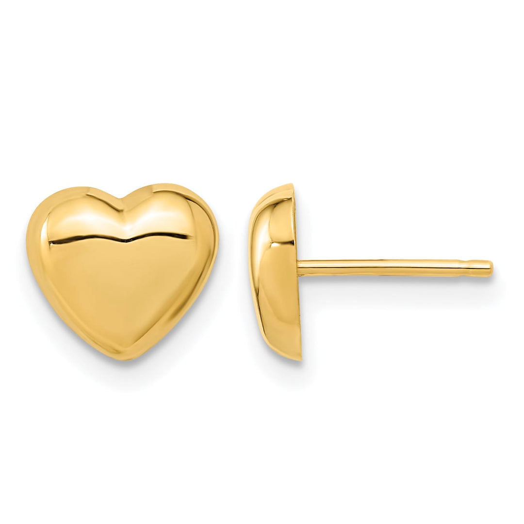 10k Yellow Gold Polished 8mm Puffed Heart Post Earrings