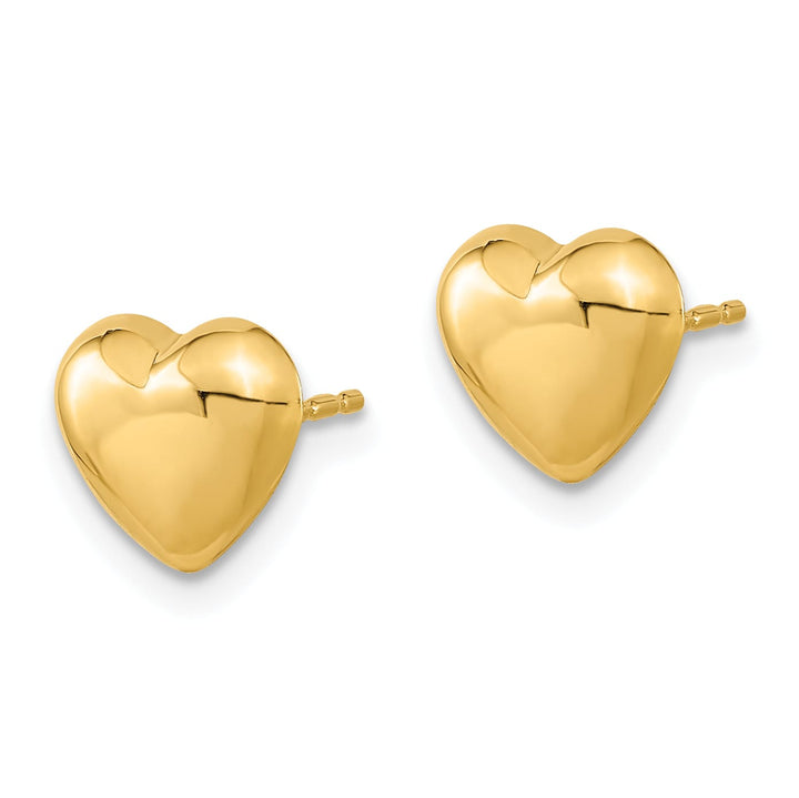10k Yellow Gold Polished 8mm Puffed Heart Post Earrings