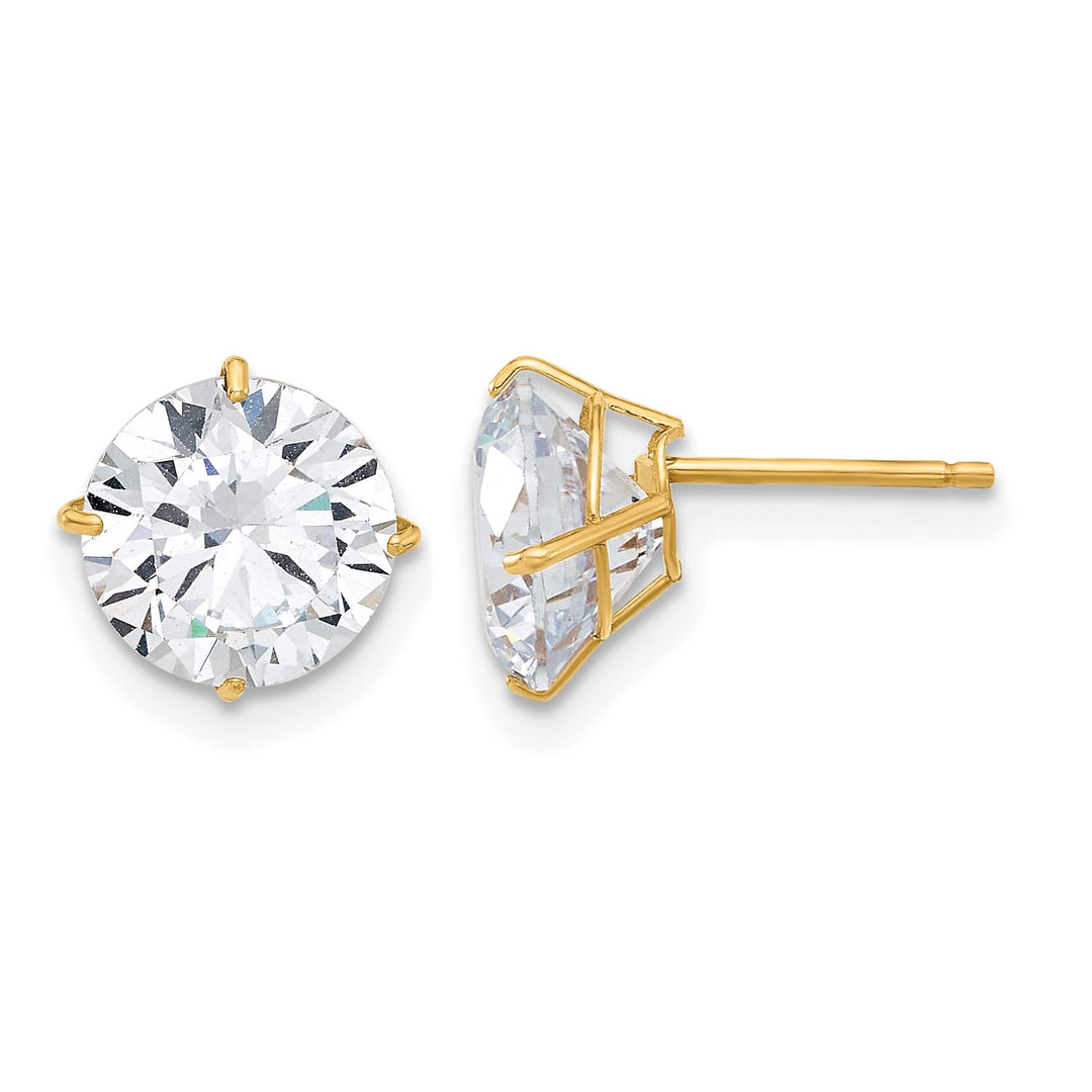 10k Yellow Gold Polished 8mm Round CZ Stud Post Earrings