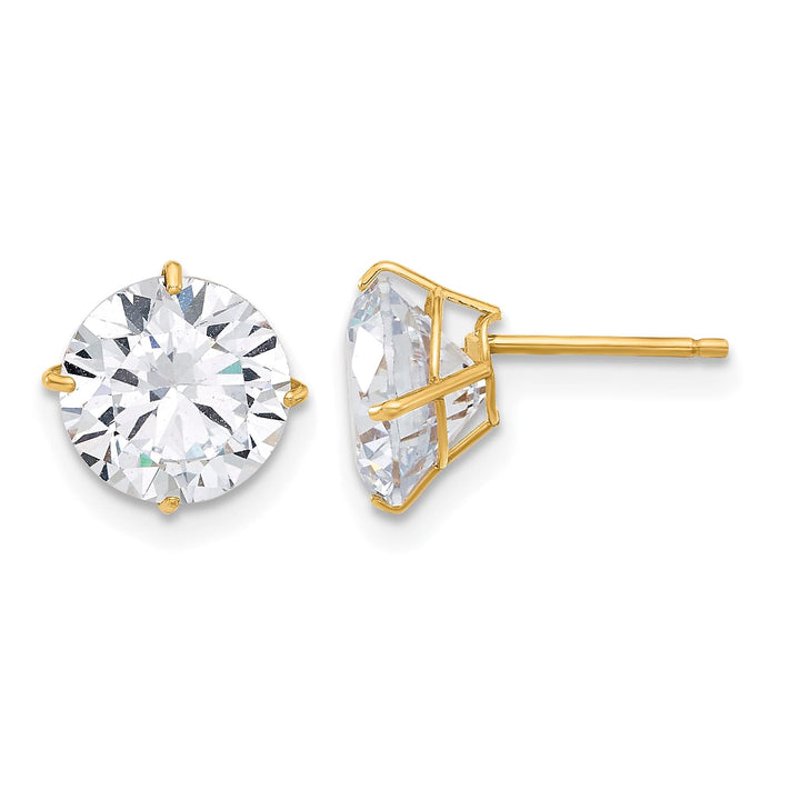 10k Yellow Gold Polished 8mm Round CZ Stud Post Earrings