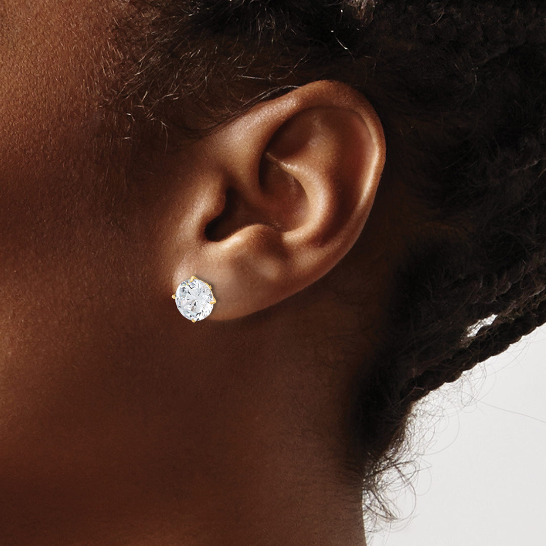 10k Yellow Gold Polished 8mm Round CZ Stud Post Earrings