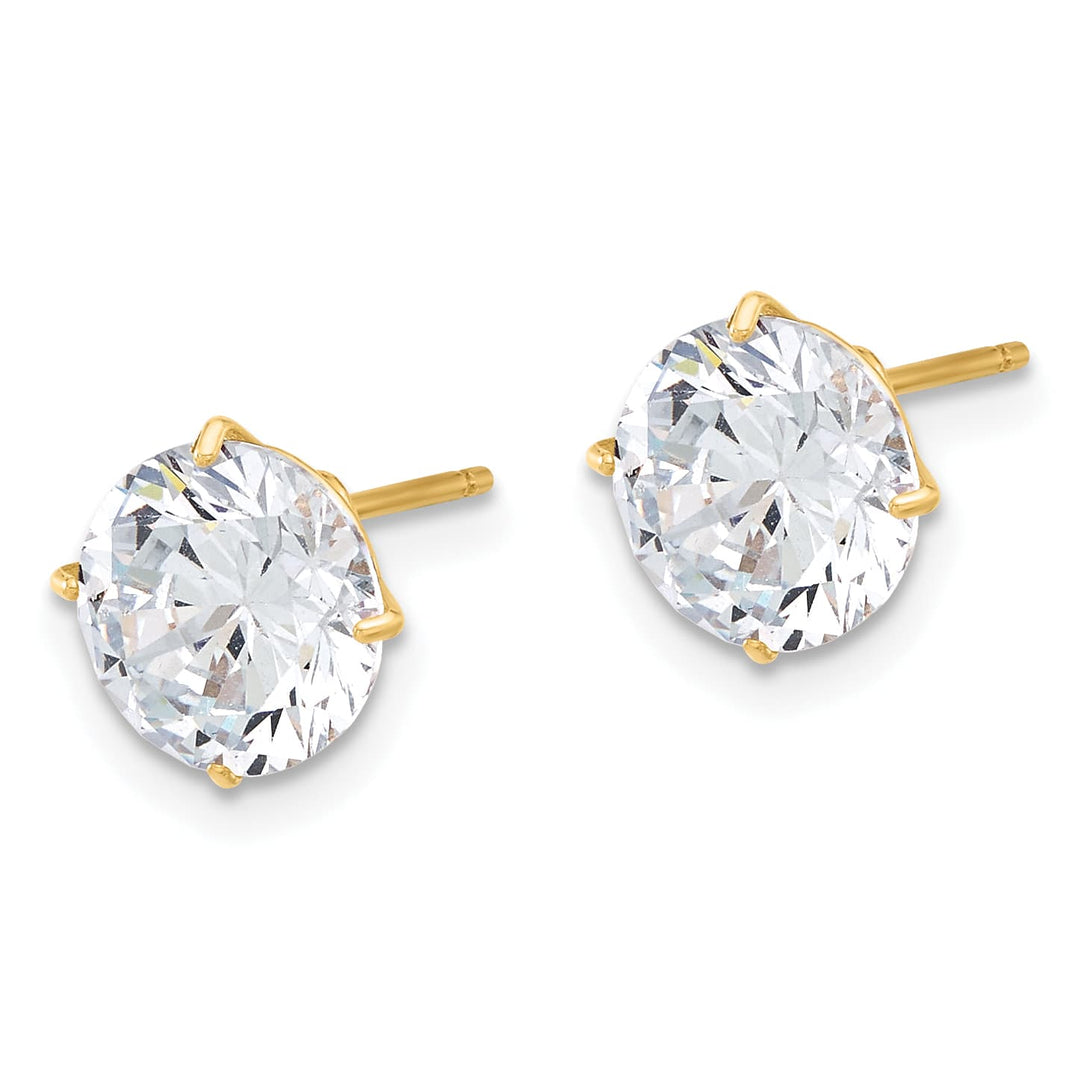 10k Yellow Gold Polished 8mm Round CZ Stud Post Earrings