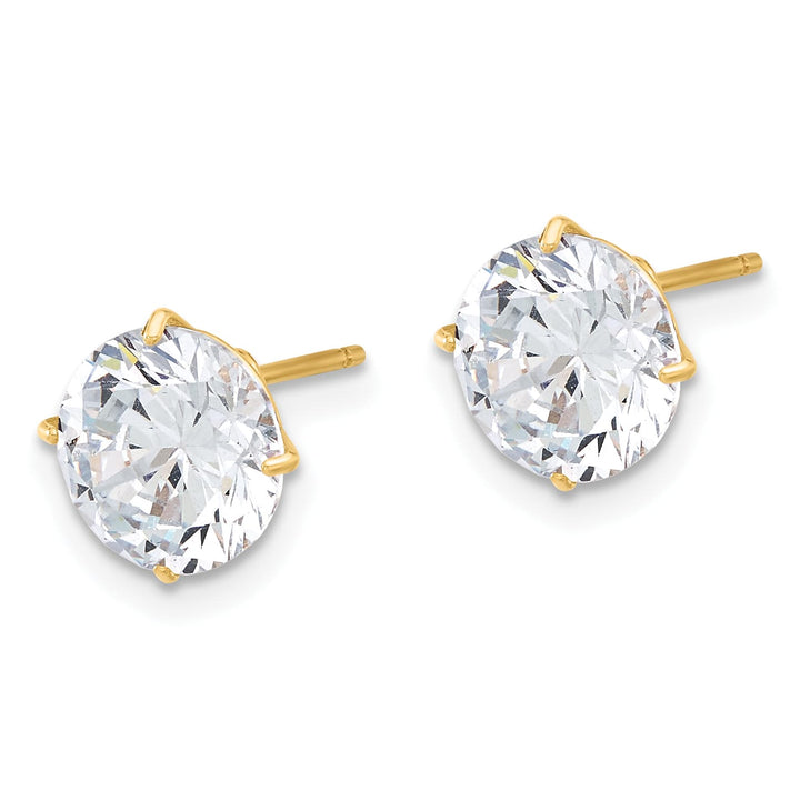 10k Yellow Gold Polished 8mm Round CZ Stud Post Earrings