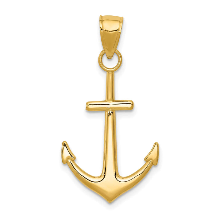 10K Yellow Gold Polished Anchor Pendant