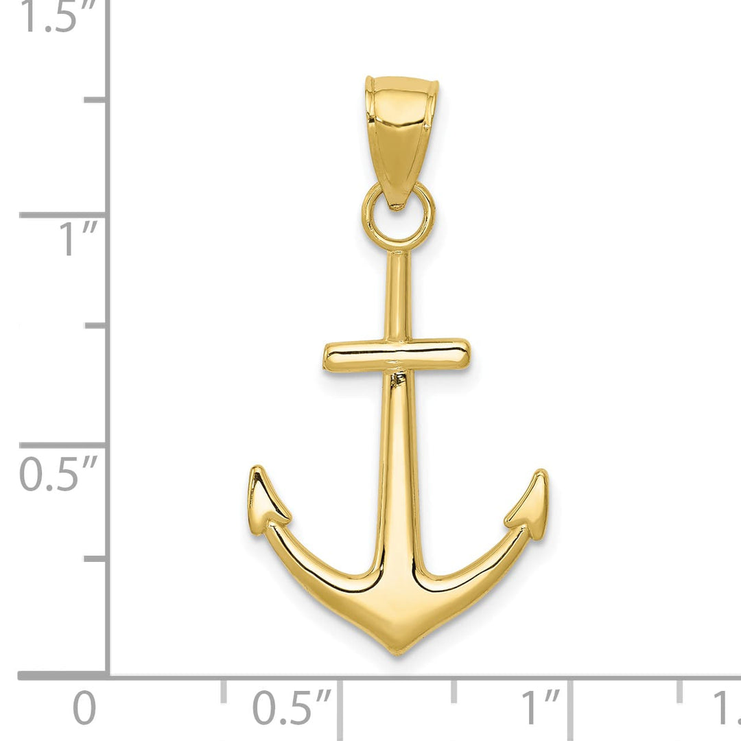 10K Yellow Gold Polished Anchor Pendant
