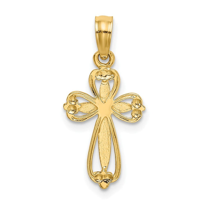 10K Yellow Gold Polished and Cut-Out Textured Medium Cross Charm