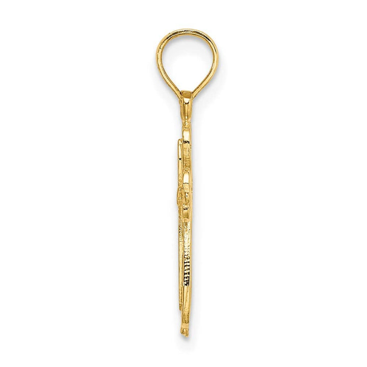 10K Yellow Gold Polished and Cut-Out Textured Medium Cross Charm